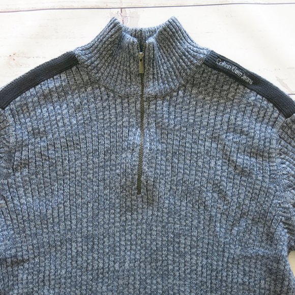 Calvin Klein Jeans Cable Knit 100% Cotton Long Sleeve 1/2 Zip Sweater - Size XL - Picture 4 of 8